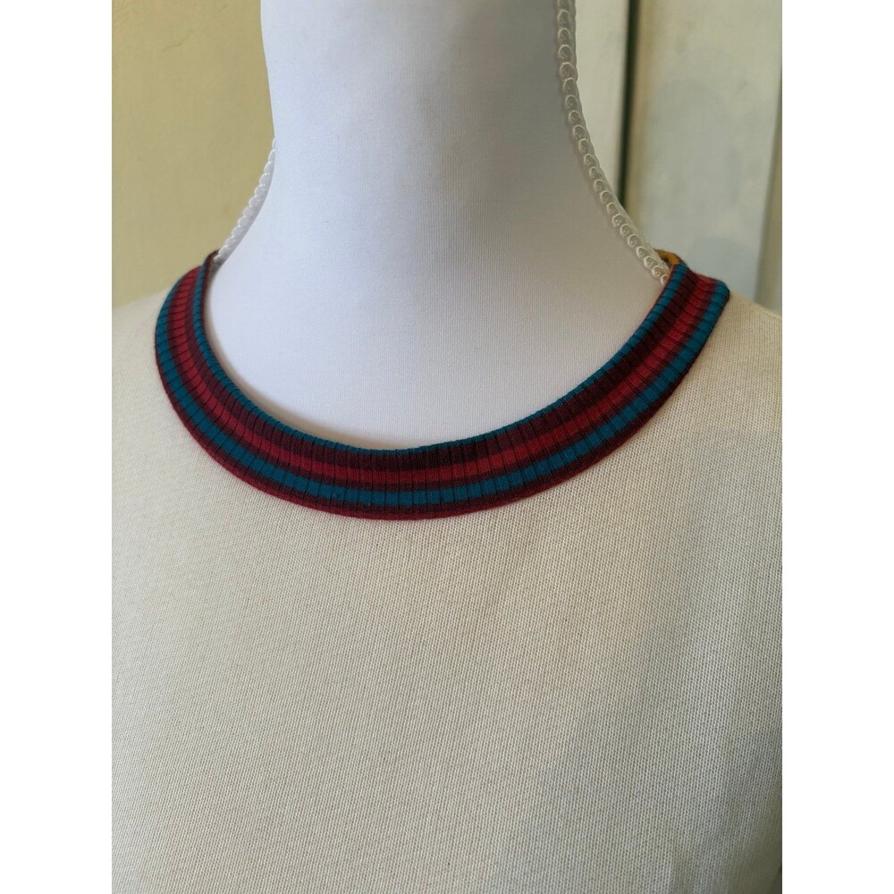 Women’s sweater cream retro stripe crewneck ribbed vintage classic old school - Picture 2 of 6